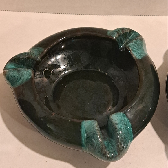 2 Vintage Canuck Pottery Canada Ashtray Brown & Green-Blue Turquoise. - Picture 5 of 7